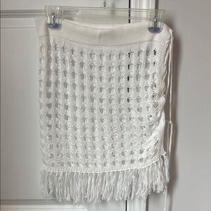White Fringe Crochet Swim Cover Skirt